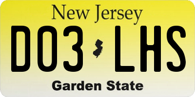 NJ license plate D03LHS