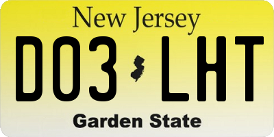 NJ license plate D03LHT