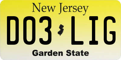 NJ license plate D03LIG