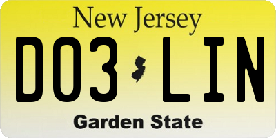 NJ license plate D03LIN