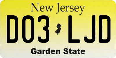 NJ license plate D03LJD