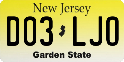 NJ license plate D03LJO