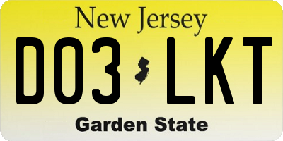 NJ license plate D03LKT