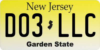 NJ license plate D03LLC