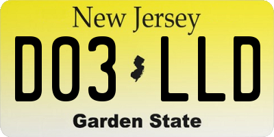 NJ license plate D03LLD