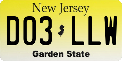 NJ license plate D03LLW