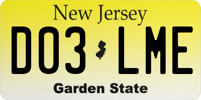 NJ license plate D03LME
