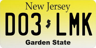 NJ license plate D03LMK