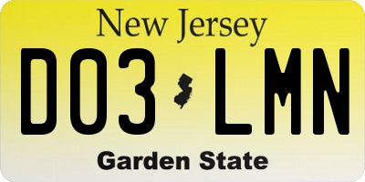 NJ license plate D03LMN