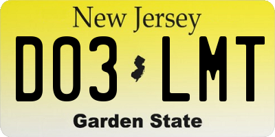 NJ license plate D03LMT