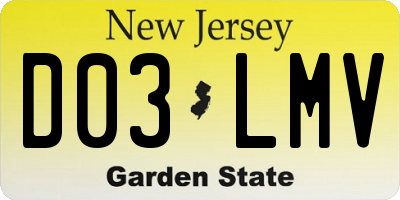 NJ license plate D03LMV