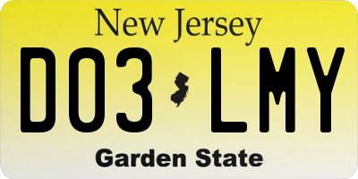 NJ license plate D03LMY