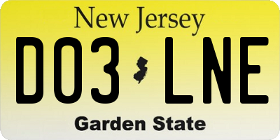 NJ license plate D03LNE