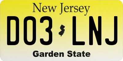 NJ license plate D03LNJ
