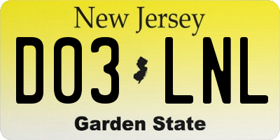 NJ license plate D03LNL