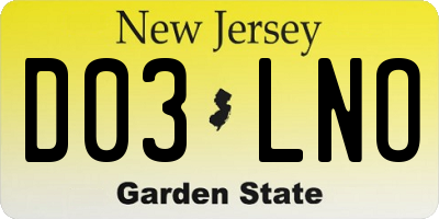 NJ license plate D03LNO
