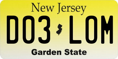 NJ license plate D03LOM