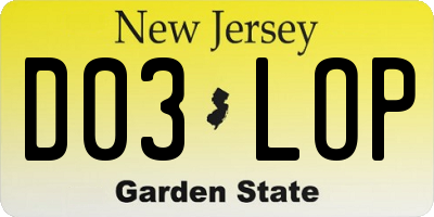 NJ license plate D03LOP