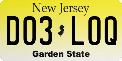 NJ license plate D03LOQ