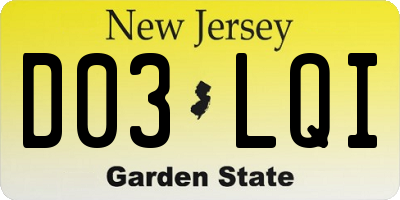 NJ license plate D03LQI
