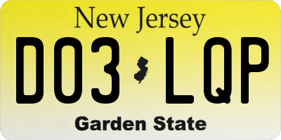 NJ license plate D03LQP