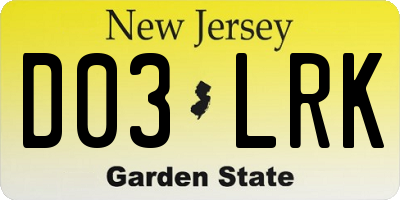 NJ license plate D03LRK