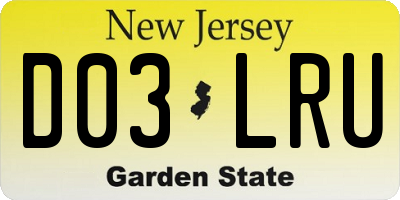 NJ license plate D03LRU