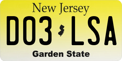 NJ license plate D03LSA