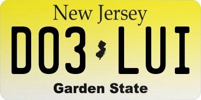 NJ license plate D03LUI