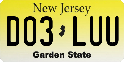 NJ license plate D03LUU