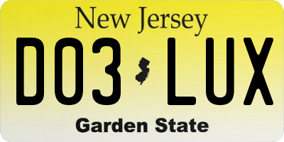 NJ license plate D03LUX
