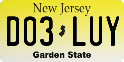 NJ license plate D03LUY