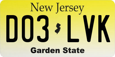 NJ license plate D03LVK