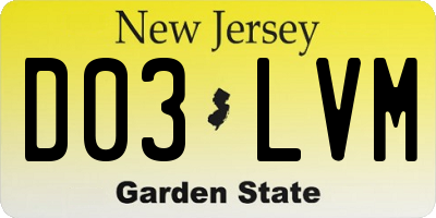 NJ license plate D03LVM