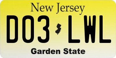 NJ license plate D03LWL