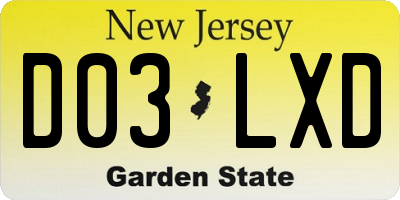 NJ license plate D03LXD