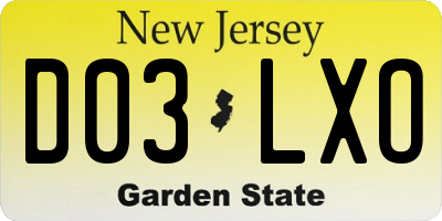 NJ license plate D03LXO