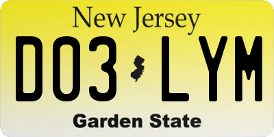 NJ license plate D03LYM