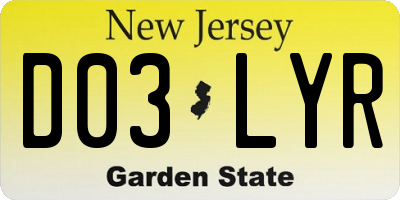 NJ license plate D03LYR