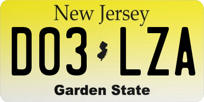 NJ license plate D03LZA