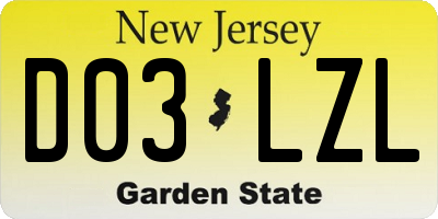 NJ license plate D03LZL