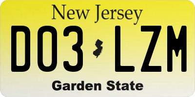 NJ license plate D03LZM