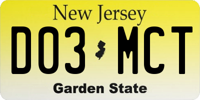 NJ license plate D03MCT