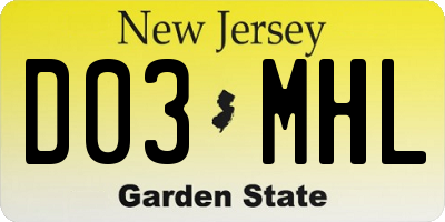 NJ license plate D03MHL