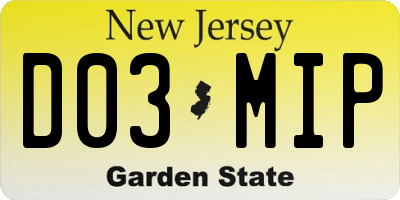 NJ license plate D03MIP