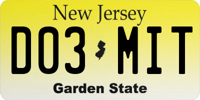 NJ license plate D03MIT