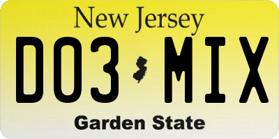 NJ license plate D03MIX