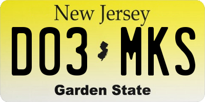 NJ license plate D03MKS