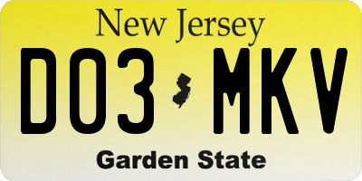 NJ license plate D03MKV