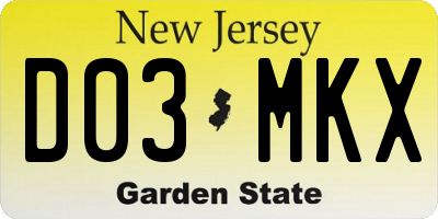 NJ license plate D03MKX